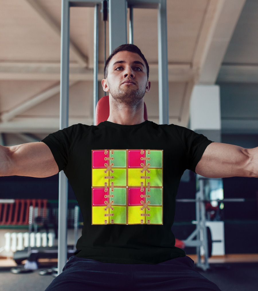 Seamless Laces Cut Vibrant Quadrant Squares T-Shirt