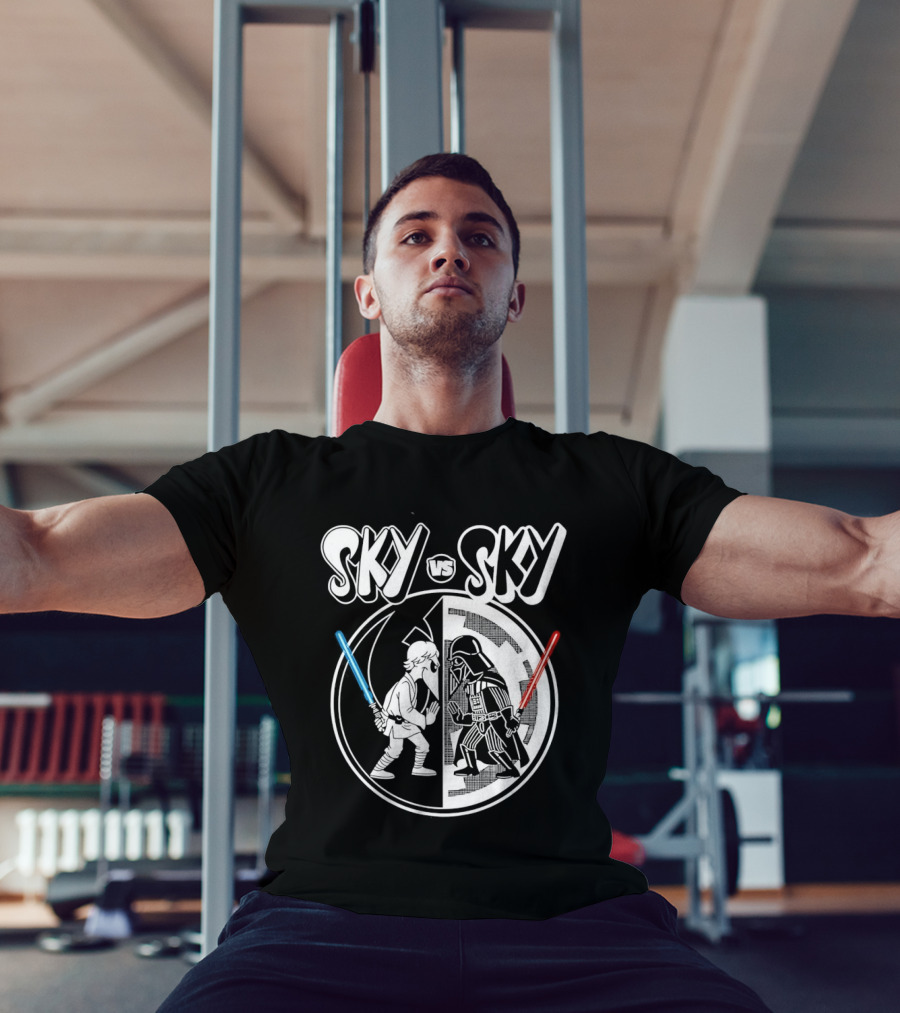 Sky Vs Sky Luke Skywalker Darth Vader Lightsaber Duel T-Shirt