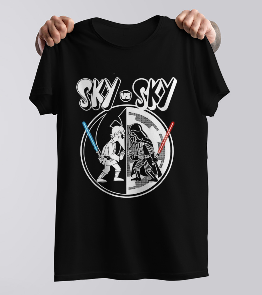 Sky Vs Sky Luke Skywalker Darth Vader Lightsaber Duel T-Shirt