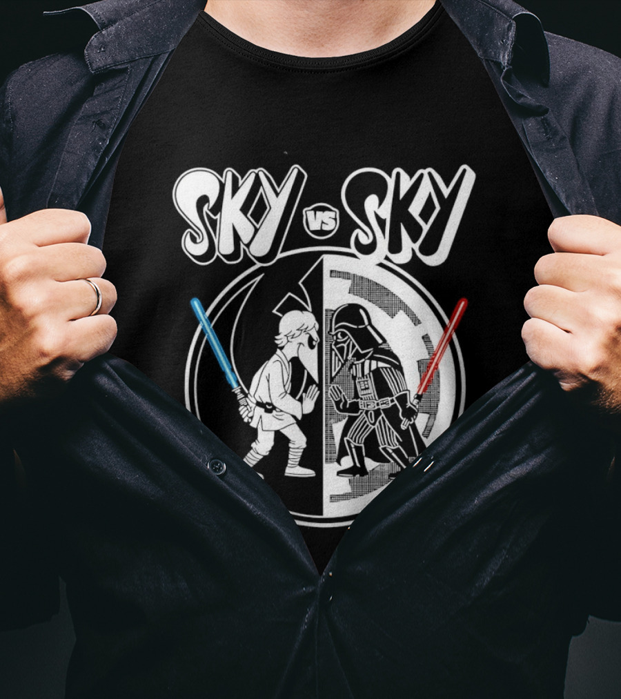 Sky Vs Sky Luke Skywalker Darth Vader Lightsaber Duel T-Shirt