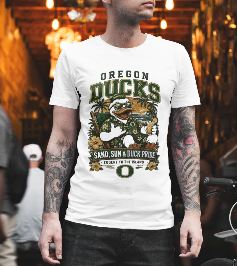 Oregon Ducks Sand Sun Duck Pride Eugene To The Island T-Shirt