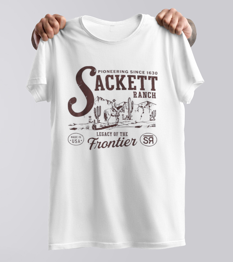 Sackett Ranch Pioneering Since 1630 Legacy Of The Frontier Desert Landscape T-Shirt
