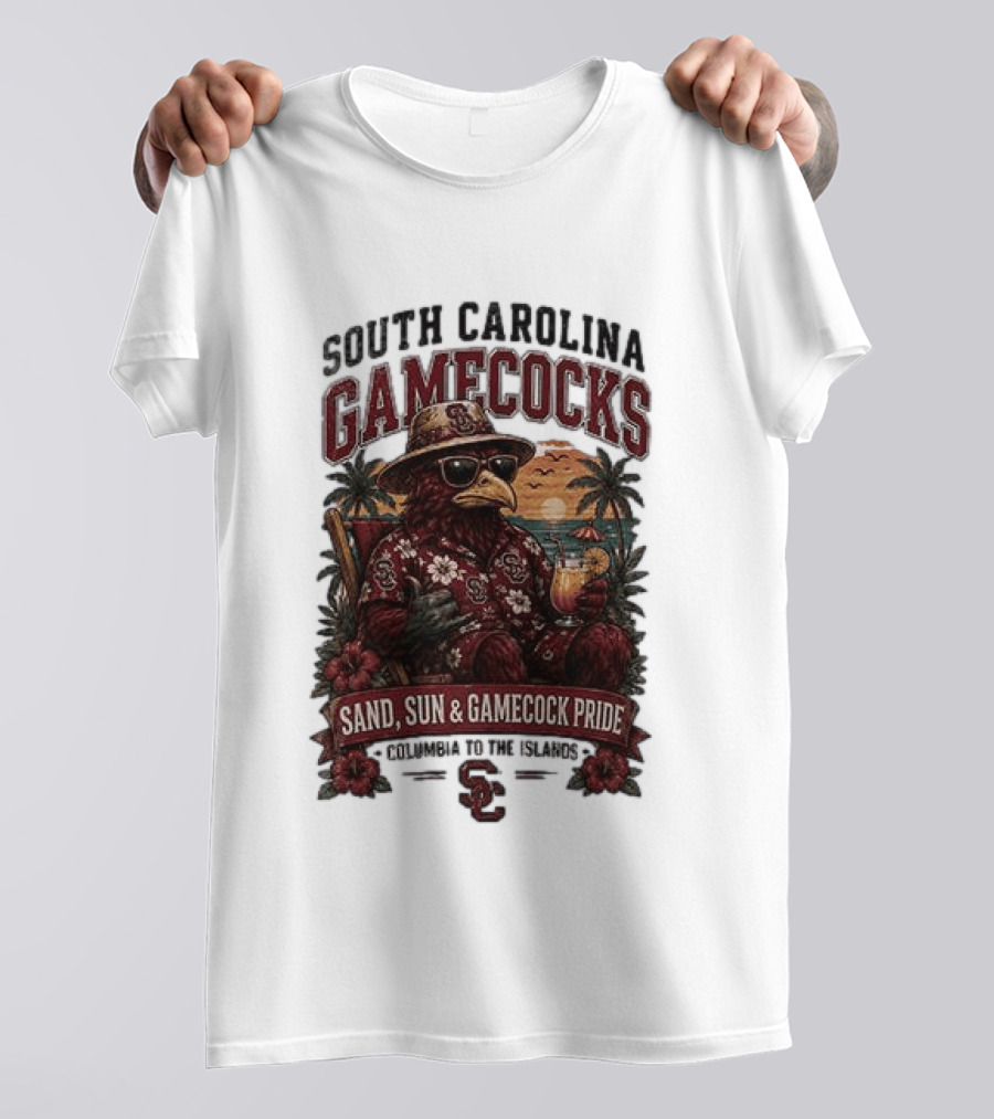 South Carolina Gamecocks Sand Sun Gamecock Pride Columbia Tropical Paradise T-Shirt
