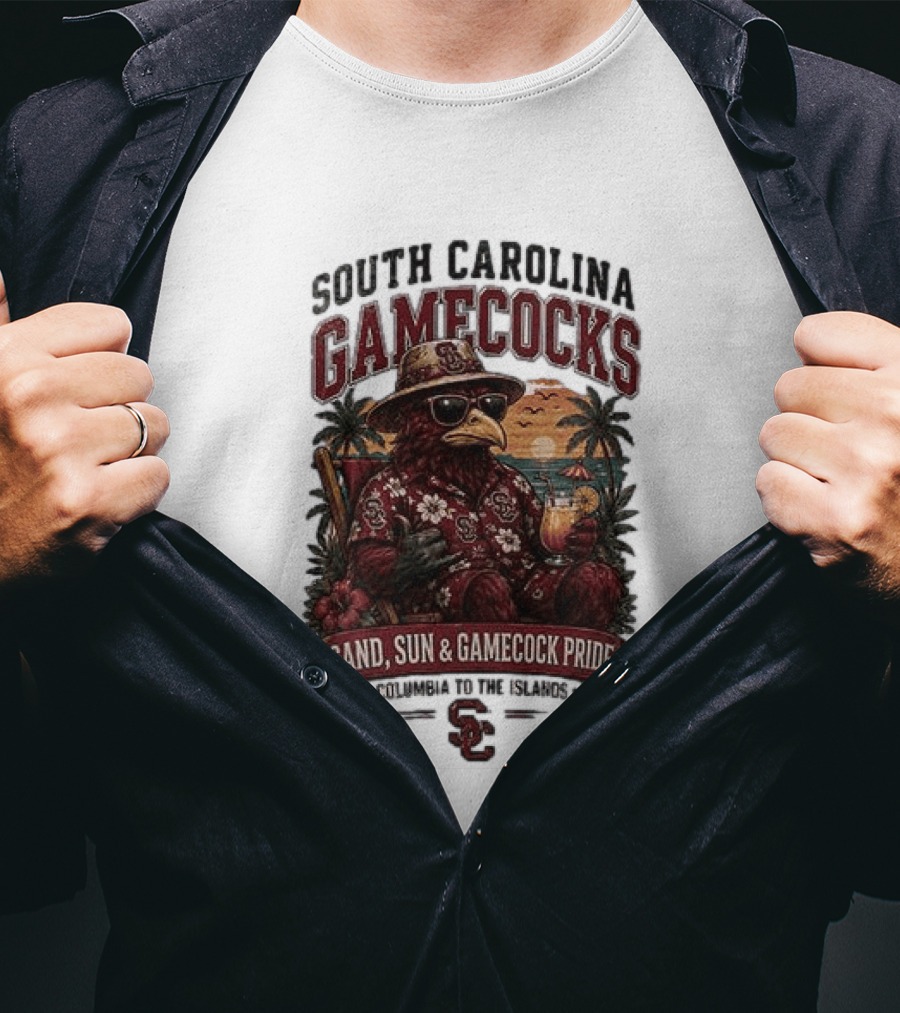 South Carolina Gamecocks Sand Sun Gamecock Pride Columbia Tropical Paradise T-Shirt
