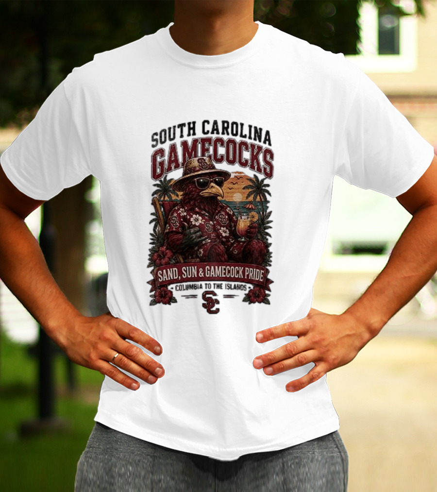 South Carolina Gamecocks Sand Sun Gamecock Pride Columbia Tropical Paradise T-Shirt