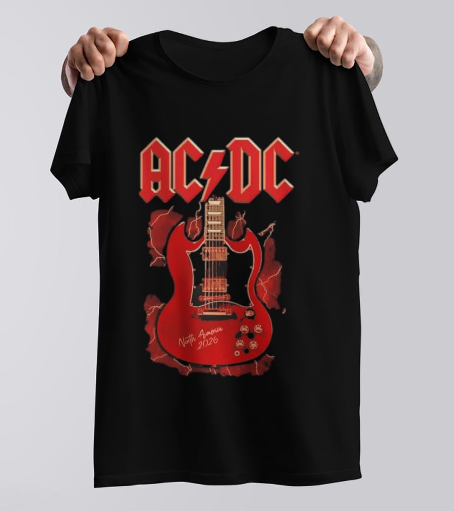 ACDC PWR Up Tour 2026 North America Angus Guitar Electro T-Shirt