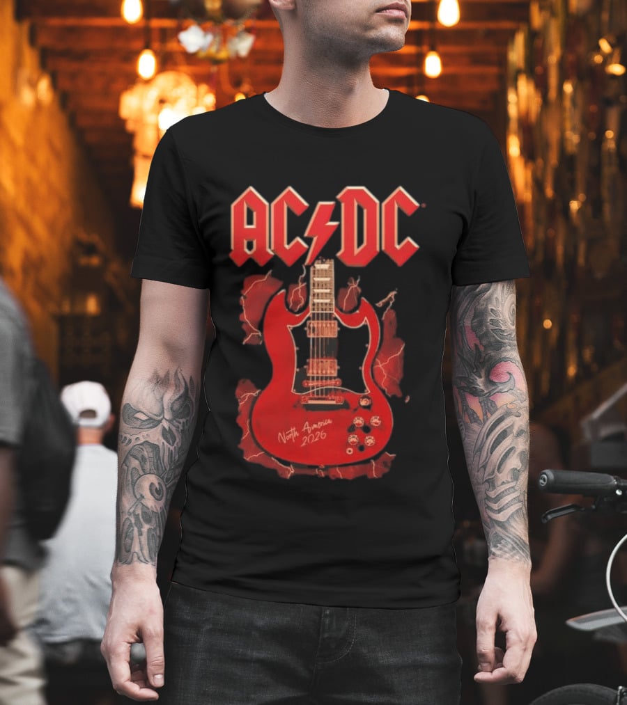 ACDC PWR Up Tour 2026 North America Angus Guitar Electro T-Shirt