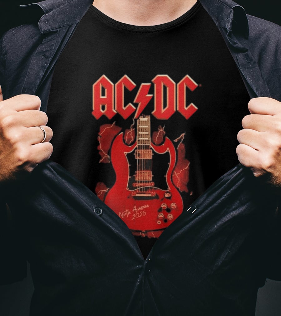 ACDC PWR Up Tour 2026 North America Angus Guitar Electro T-Shirt