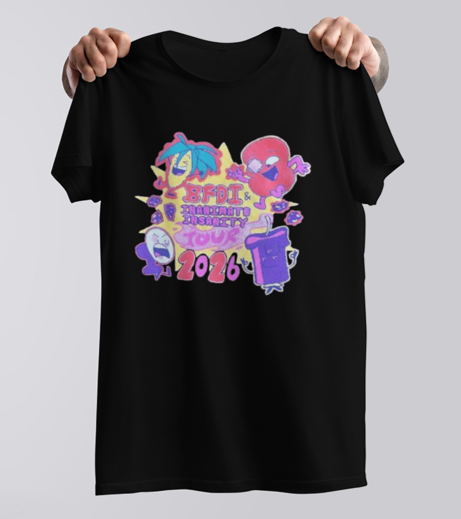 BFDI & Inanimate Insanity Tour 2026 Characters And Fun Adventure T-Shirt