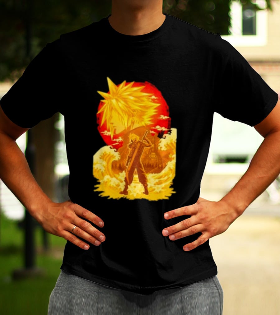 Cloud Strife Final Fantasy VII Shinra Ukiyo E Wave T-Shirt