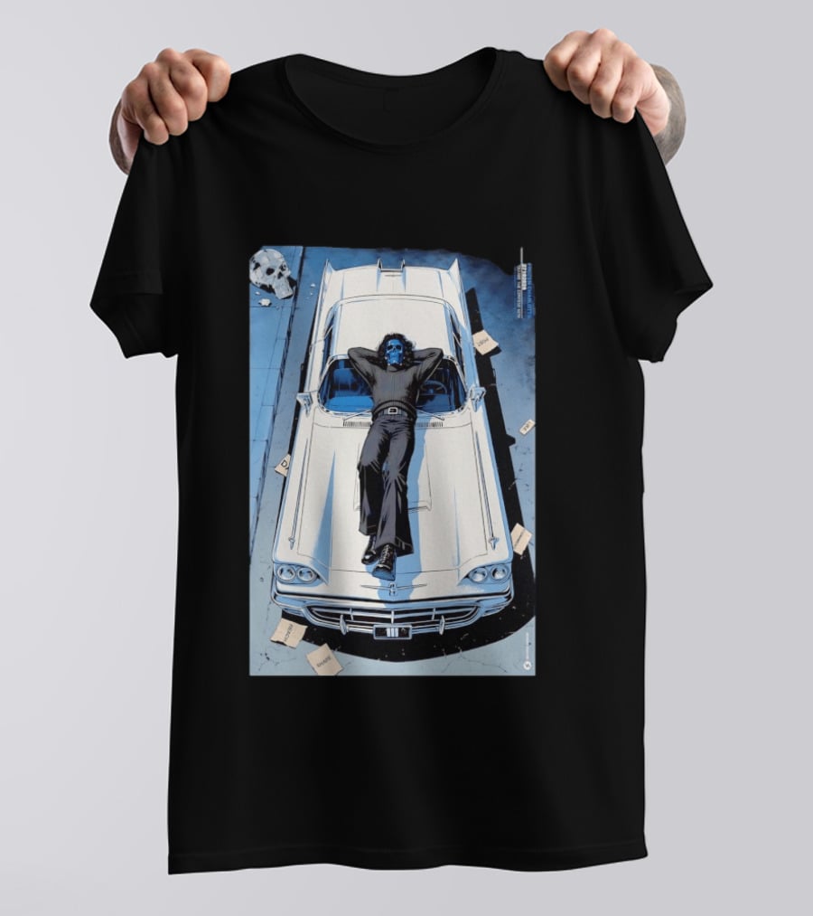 Filter Charlotte You Are The Content Now Tour Blue Skull Man On Classic Car T-Shirt
