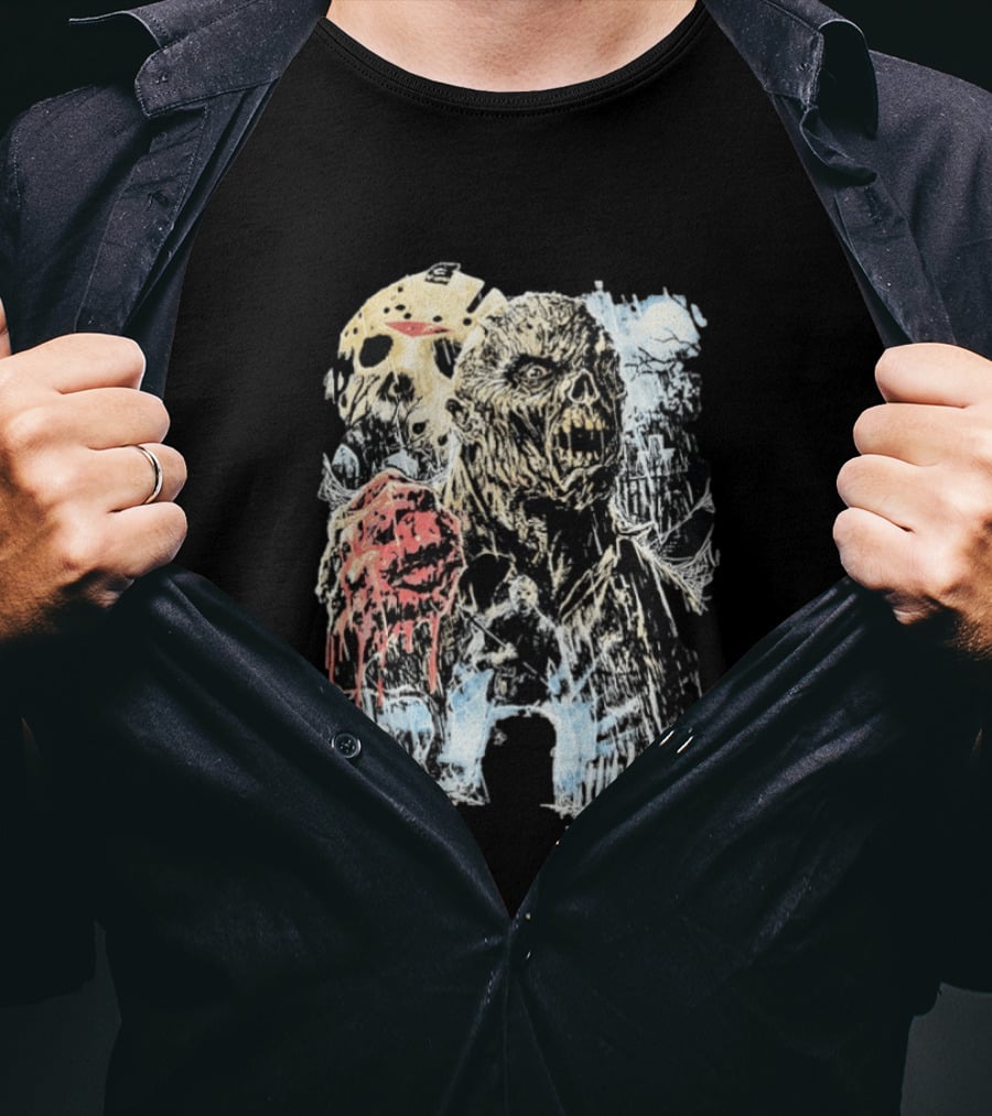 Jason Voorhees Classic Mask And Horror Icons Friday The 13th T-Shirt