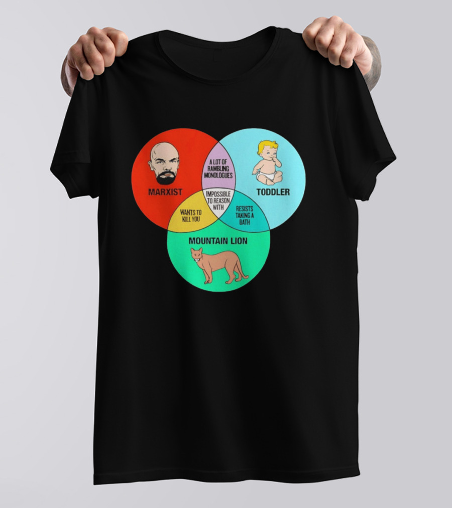 Venn Diagram Humor Marxist Toddler Mountain Lion Impossible To Reason T-Shirt