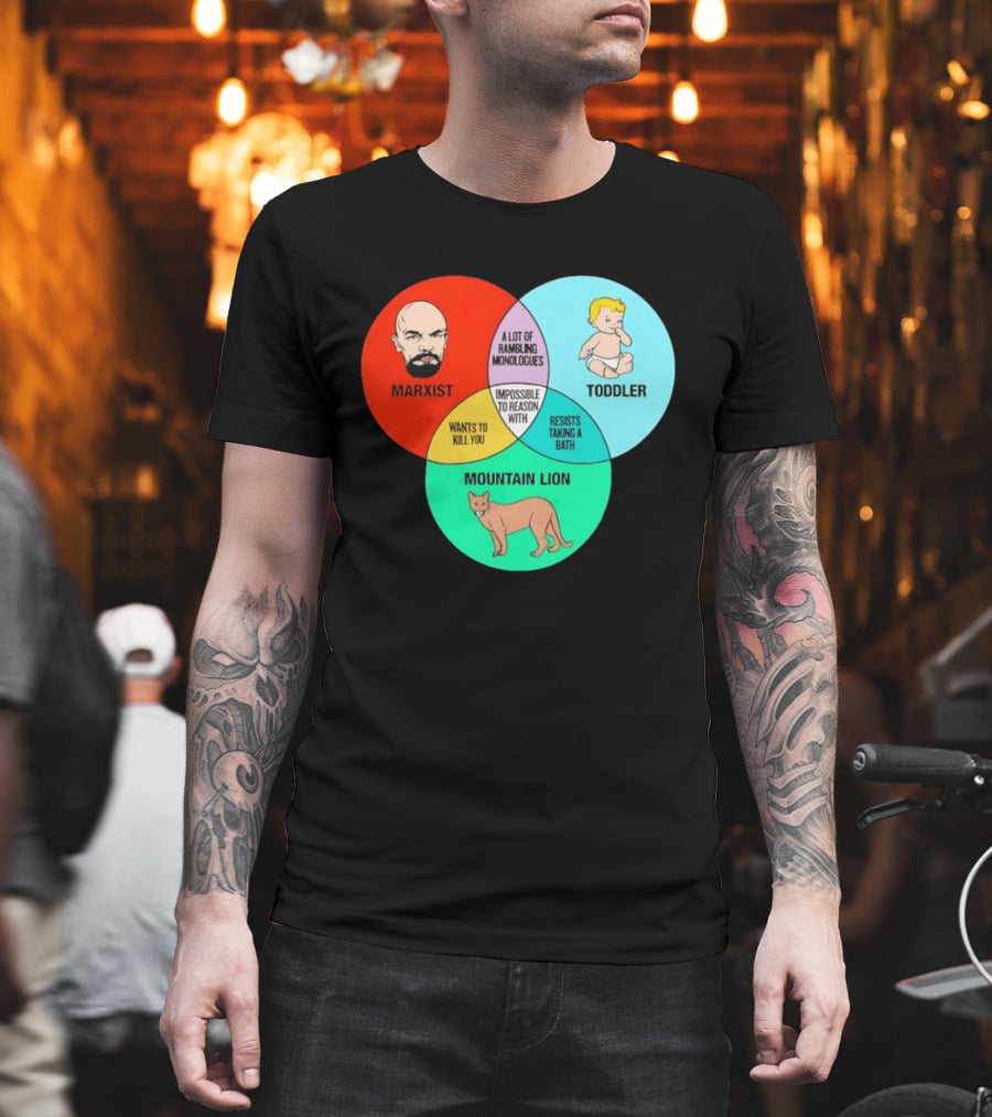 Venn Diagram Humor Marxist Toddler Mountain Lion Impossible To Reason T-Shirt
