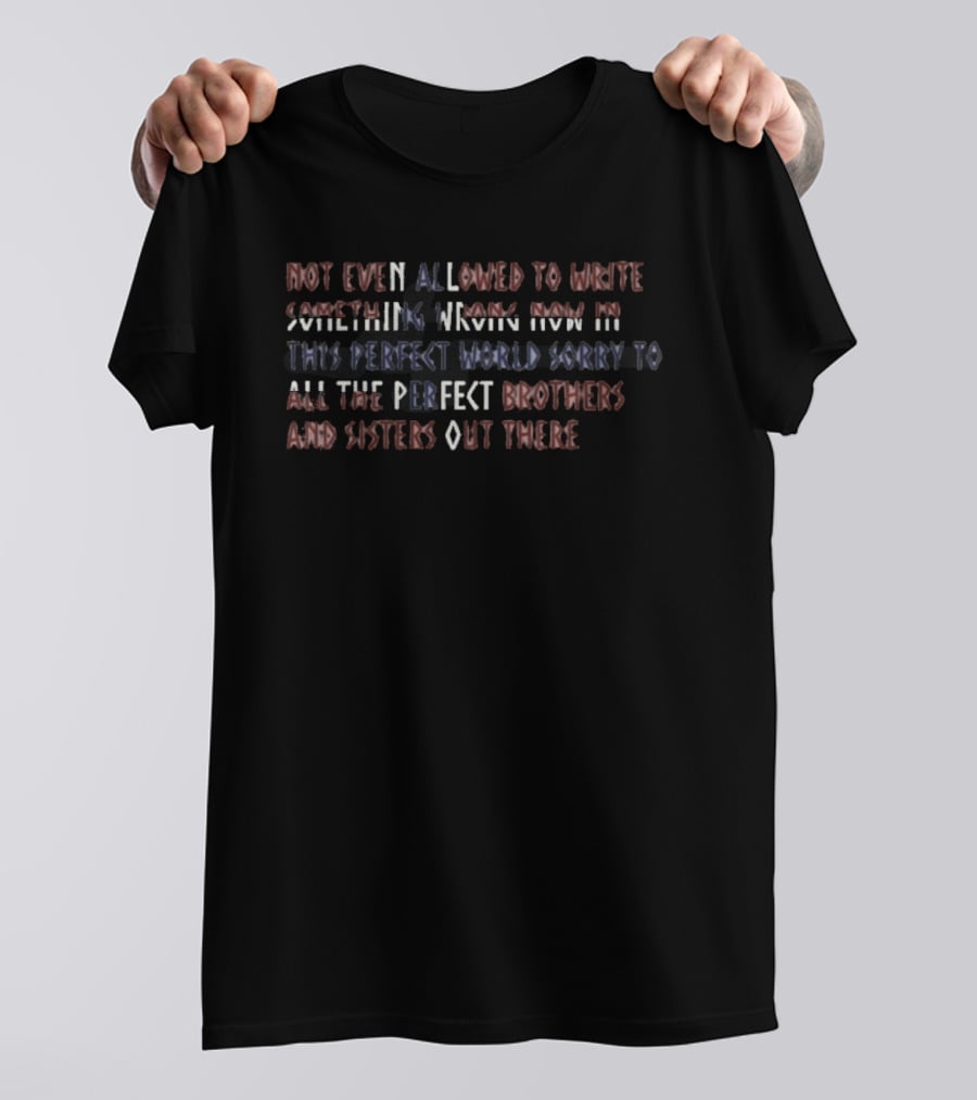 Not Even Allowed To Write Something Wrong Now In This Perfect World Sorry To All The Perfect Brothers And Sisters Out There T-Shirt