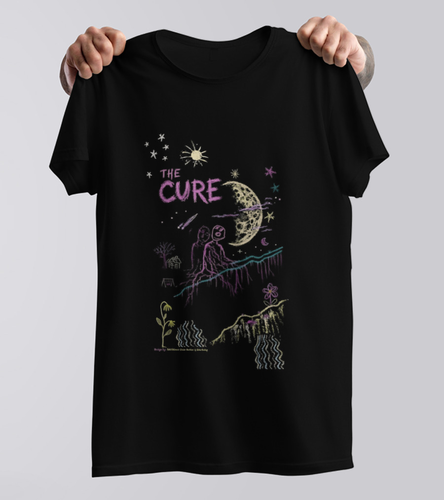 The Cure Chalk Pastel Romance By DotsToLines Chaim Machlev Moonlit Scene T-Shirt