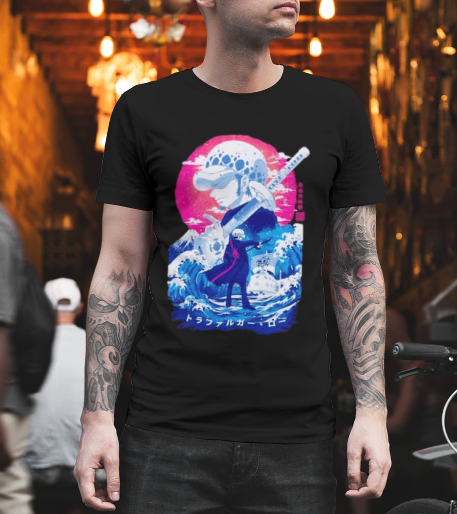 Trafalgar Law One Piece Surgeon Of Death Anime Japanese Text Scenic Waves T-Shirt