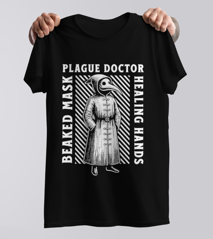 Plague Doctor Beaked Mask Healing Hands Vintage Medical History T-Shirt