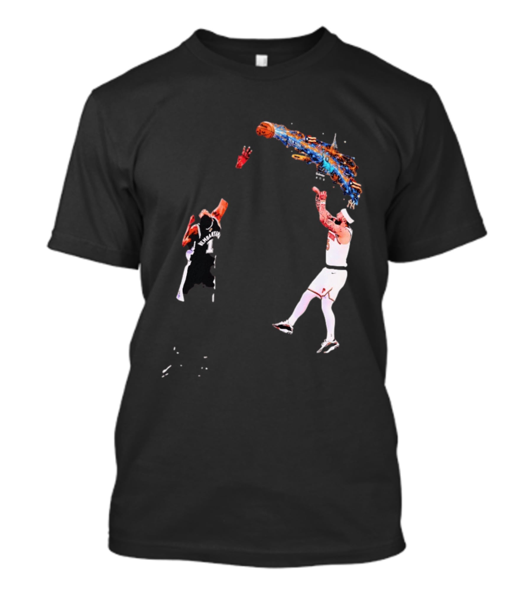 Wembanyama Vs New York Basketball Player Dynamic Showdown T-Shirt