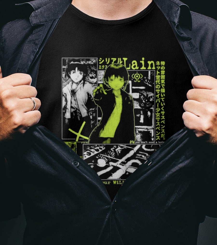 Serial Experiments Lain Cyber Anime No Body Only Exist Your Will T-Shirt