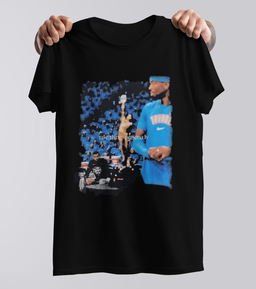 Shai Gilgeous Alexander Take Things Personally Blue Outfit And Black T-Shirt