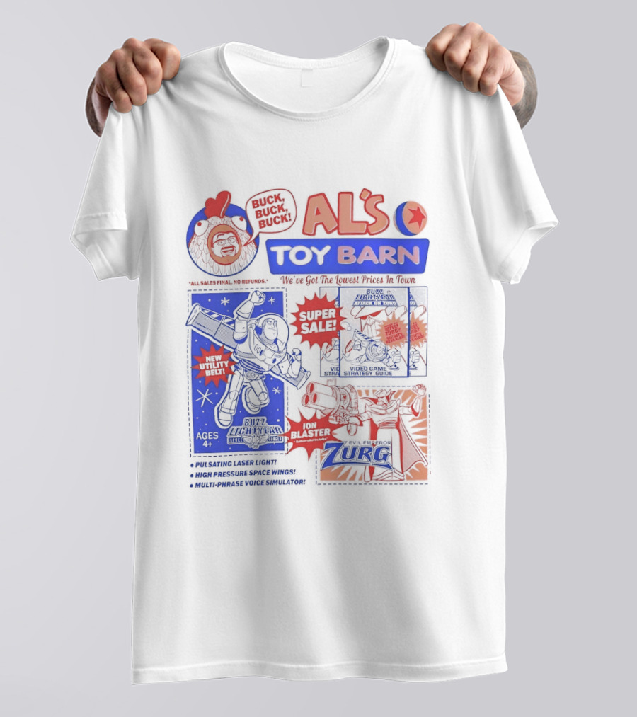 Al's Toy Barn Buzz Lightyear New Utility Belt Emperor Zurg Super Sale T-Shirt