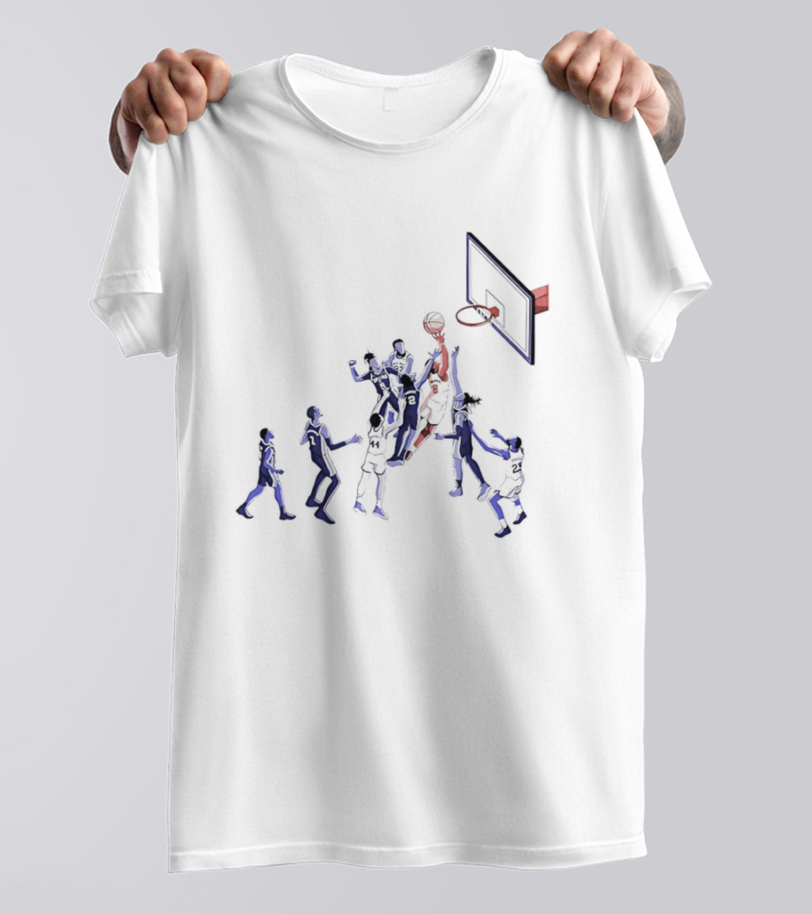 Basketball Action Scene Featuring Players In Jersey Numbers 5 22 2 8 44 And 25 T-Shirt