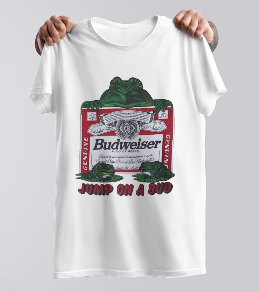 Budweiser Genuine King Of Beers Frogs Jump On A Bud T-Shirt