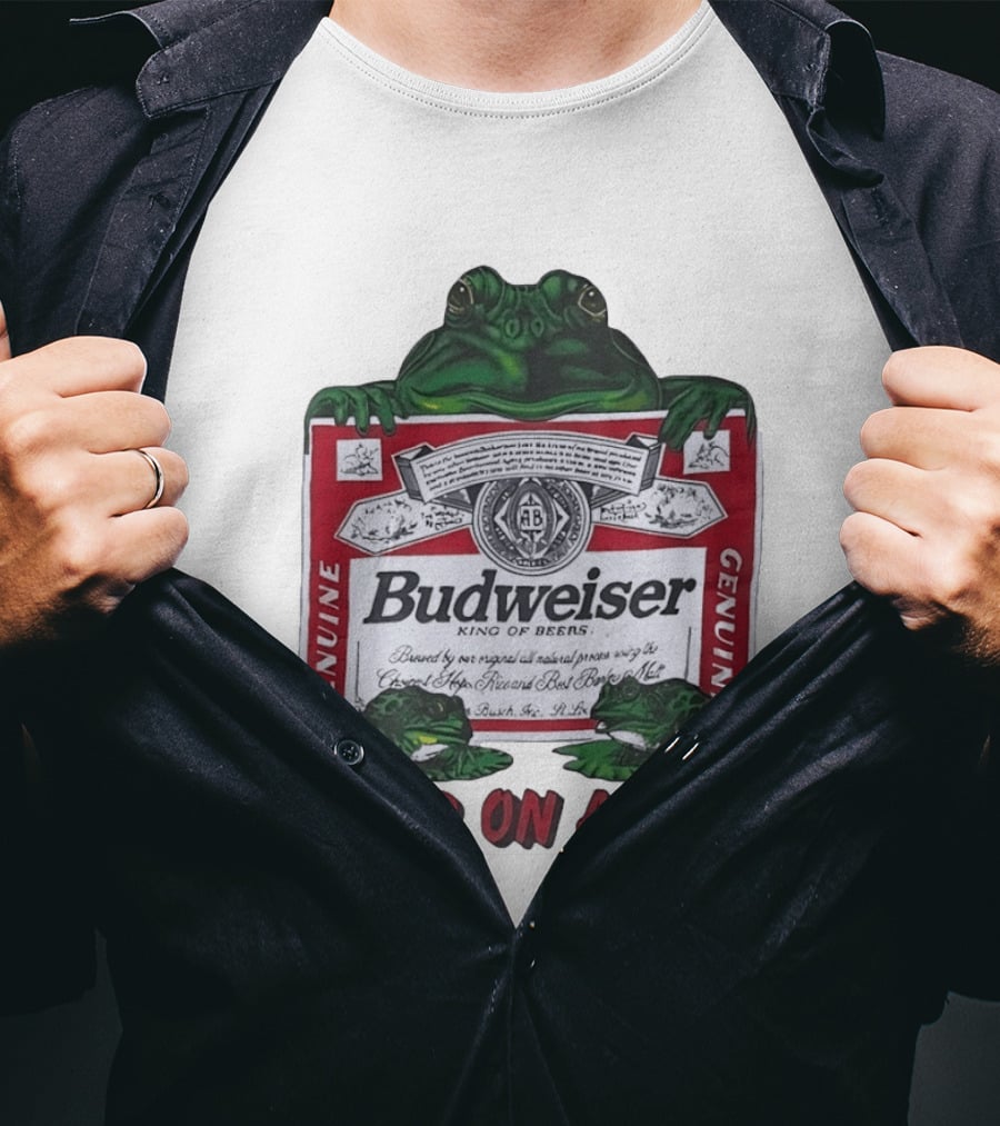 Budweiser Genuine King Of Beers Frogs Jump On A Bud T-Shirt