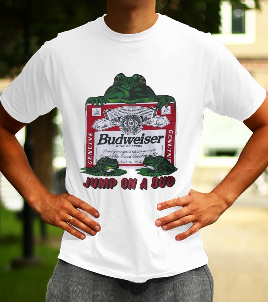 Budweiser Genuine King Of Beers Frogs Jump On A Bud T-Shirt