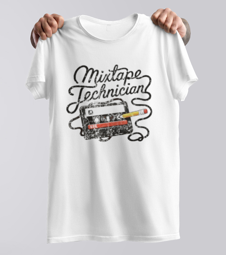 Mixtape Technician Cassette Tape 90s Nostalgia Pencil Retro Music Fans T-Shirt