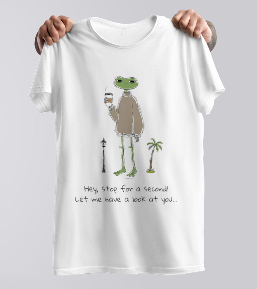 Hey Stop For A Second Frog Let Me Have A Look At You Coffee Palm Tree T-Shirt