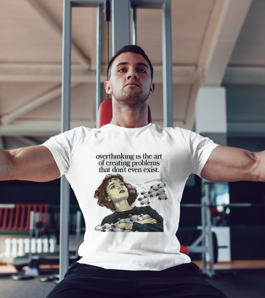 Overthinking Is The Art Of Creating Problems That Don't Even Exist Vintage Style Girl With Sheep T-Shirt
