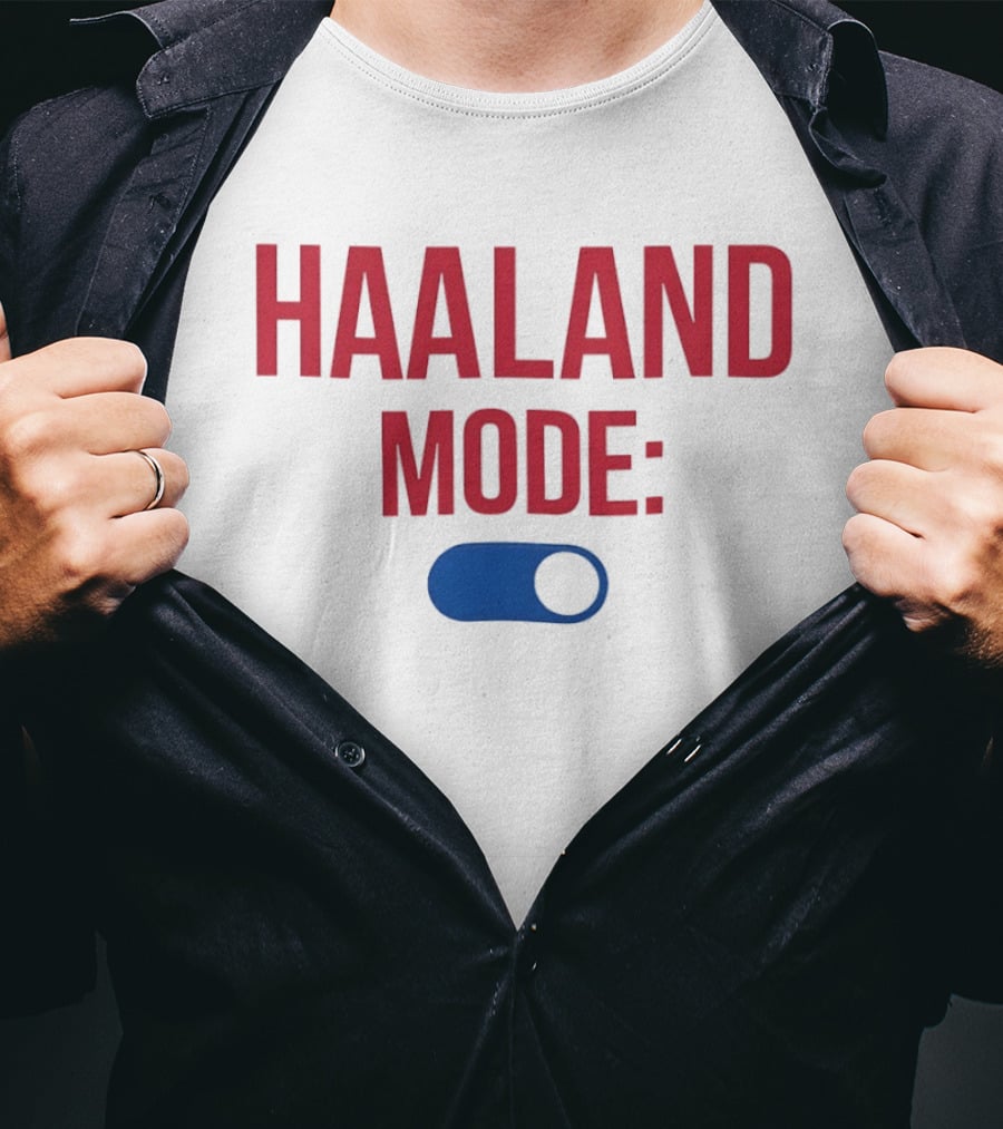 Haaland Mode Toggle Switch Manchester City Blue Red T-Shirt