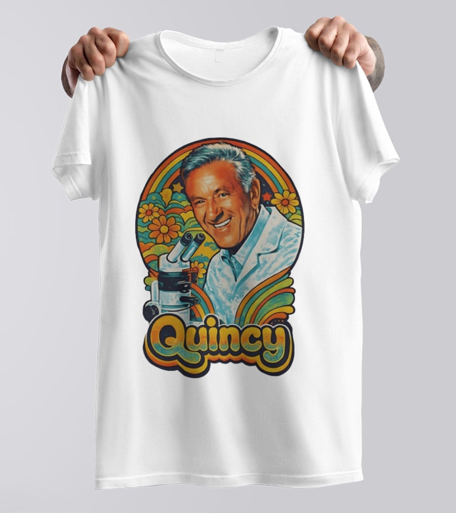 Quincy Scientist Jack Klugman Vintage Retro Flowers And Microscopes T-Shirt