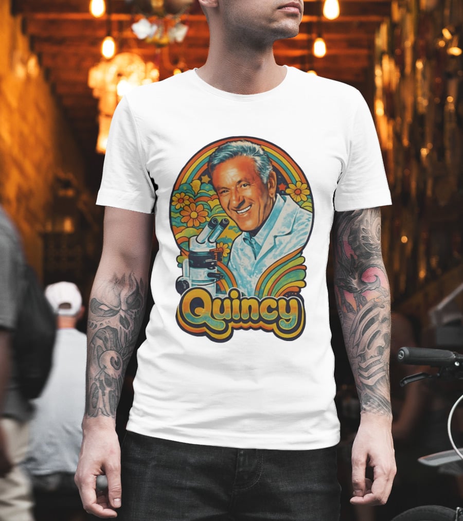 Quincy Scientist Jack Klugman Vintage Retro Flowers And Microscopes T-Shirt