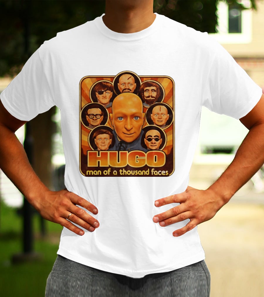 Hugo Man Of A Thousand Faces Ventriloquist Dummy Mask Collection T-Shirt
