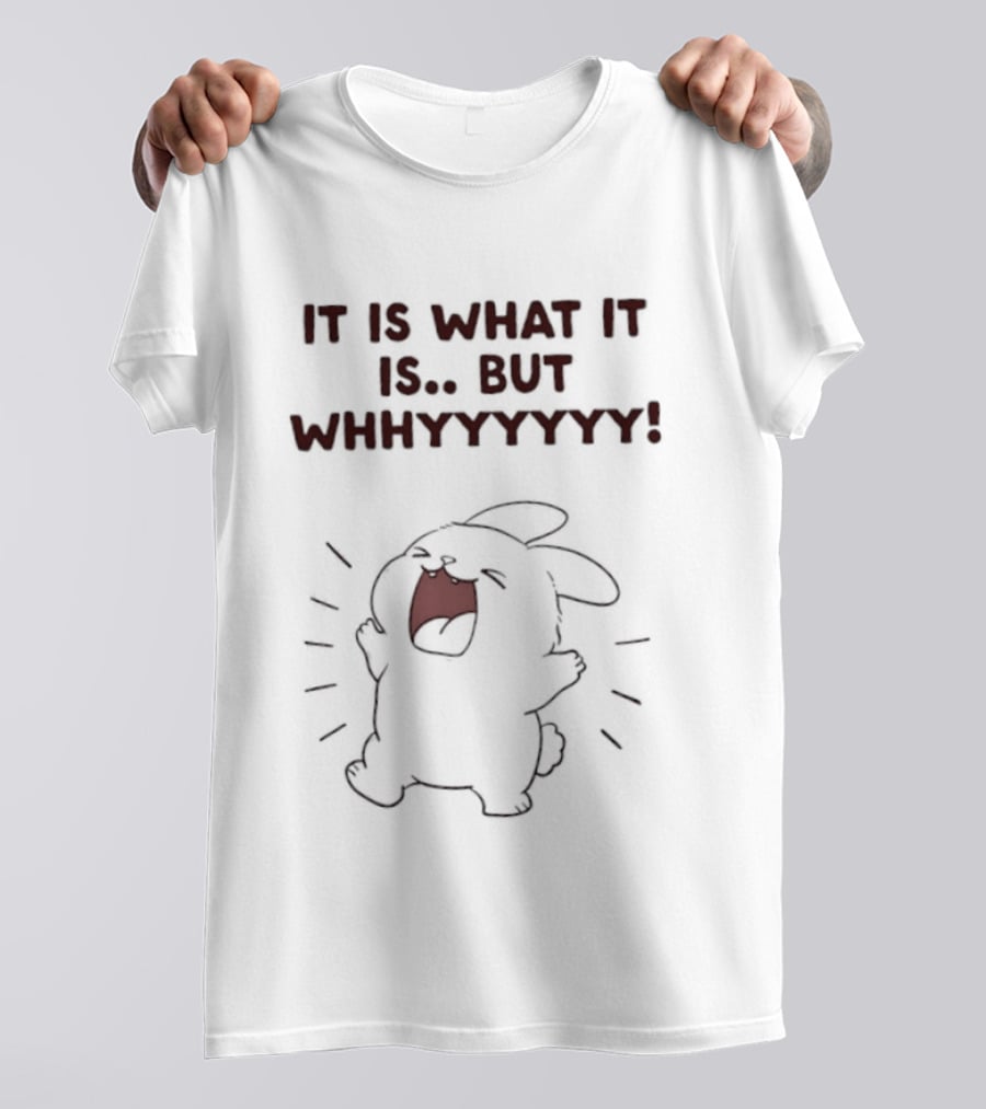 It Is What It Is But Whyyyyyy Bunny Crying Cartoon T-Shirt