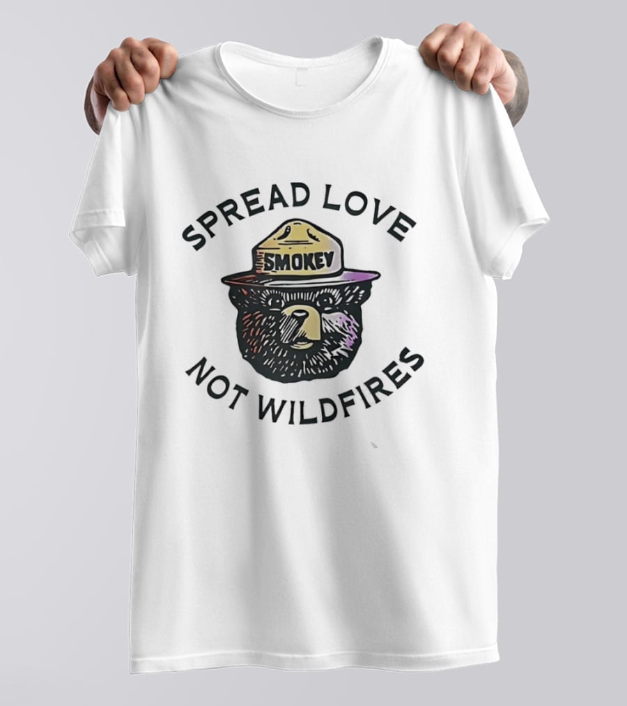 Smokey Bear Spread Love Not Wildfires Forest Fire Prevention Campaign T-Shirt