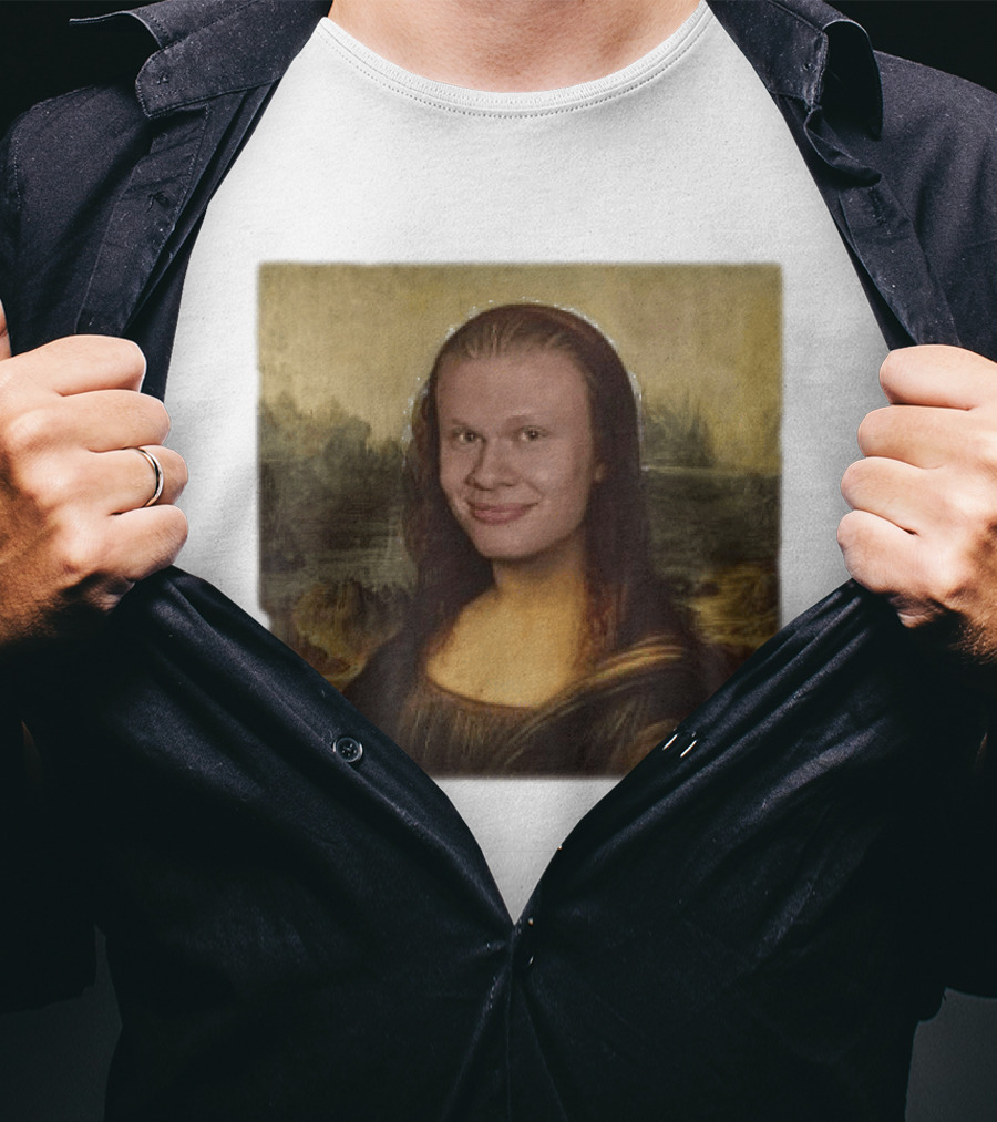 Mona Lisa Erling Haaland Meme Face Fusion T-Shirt