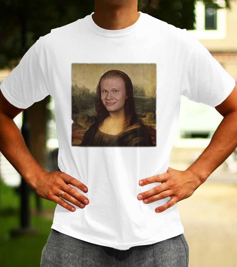 Mona Lisa Erling Haaland Meme Face Fusion T-Shirt