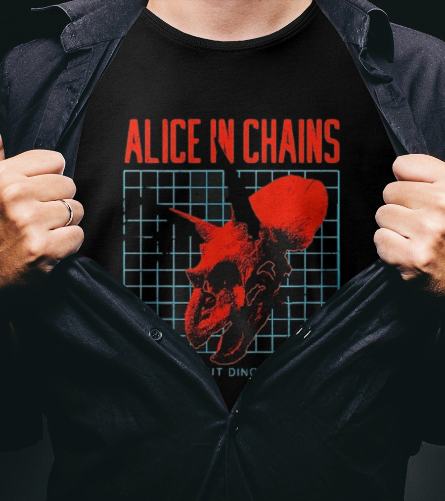 Alice In Chains The Devil Put Dinosaurs Here Red Skeleton Grid T-Shirt