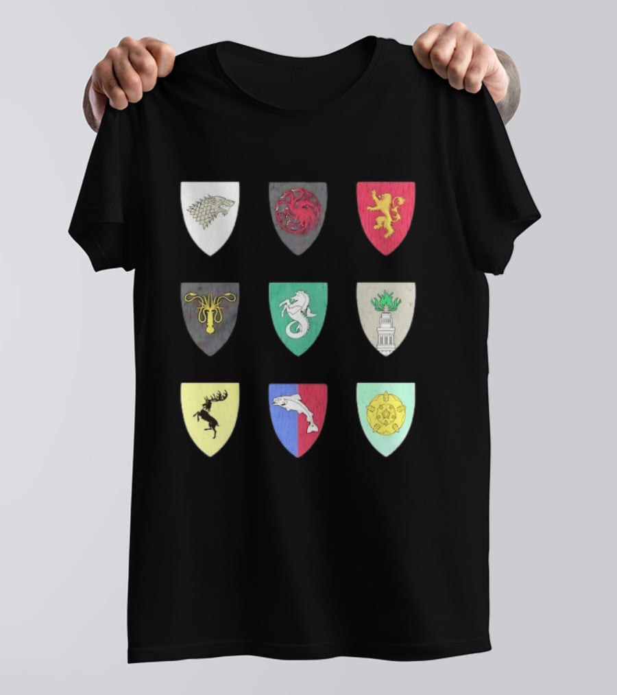 Game Of Thrones Westeros House Sigils Stark Targaryen Lannister Greyjoy Tully Baratheon بأأ** T-Shirt