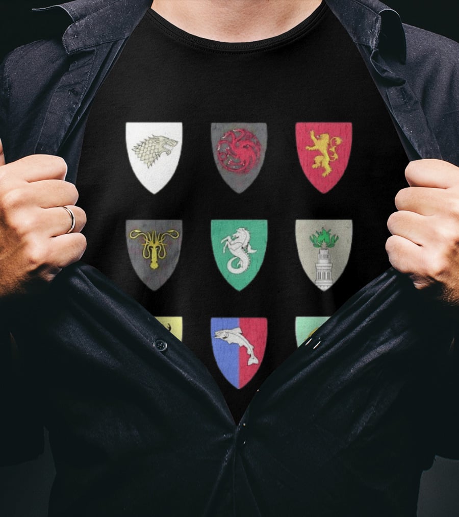 Game Of Thrones Westeros House Sigils Stark Targaryen Lannister Greyjoy Tully Baratheon بأأ** T-Shirt