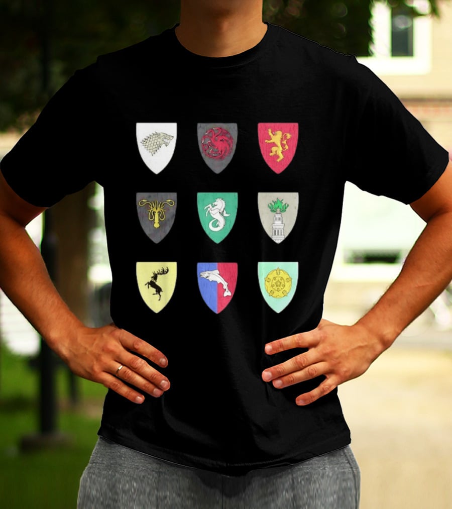 Game Of Thrones Westeros House Sigils Stark Targaryen Lannister Greyjoy Tully Baratheon بأأ** T-Shirt