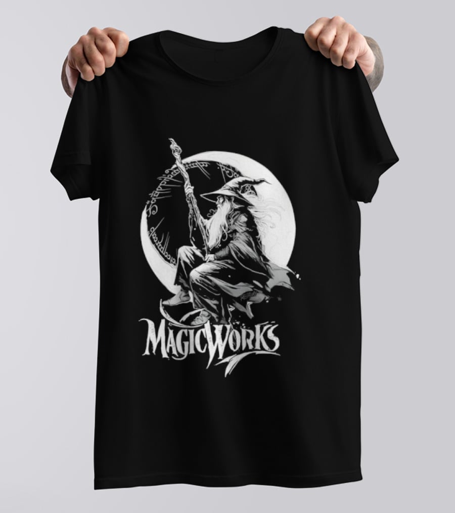 Gandalf Magic Works Lord Of The Rings Wizard Silhouette Moon T-Shirt