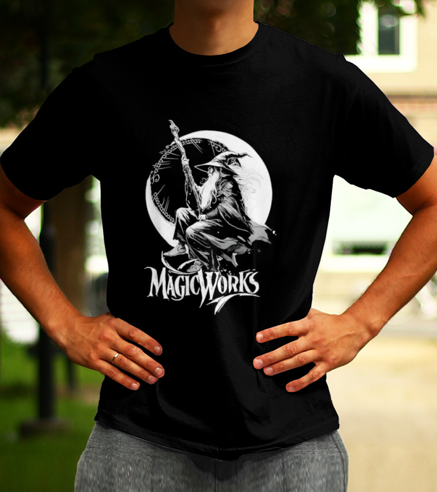 Gandalf Magic Works Lord Of The Rings Wizard Silhouette Moon T-Shirt