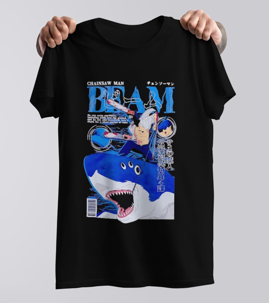 Chainsaw Man Beam Shark Transformation Japanese Manga Cover T-Shirt