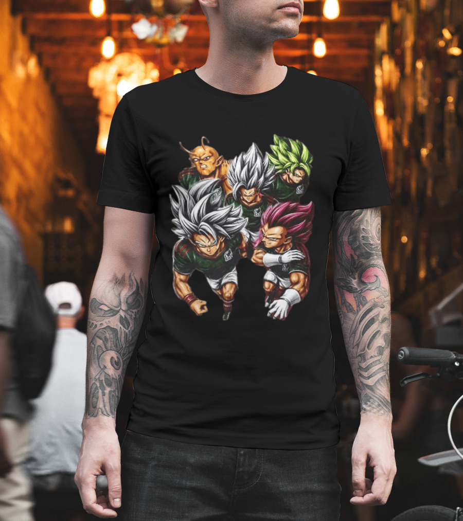 Goku Vegeta Dragon Ball Mexico Soccer Collaboration Game Time Two Sided T-Shirt