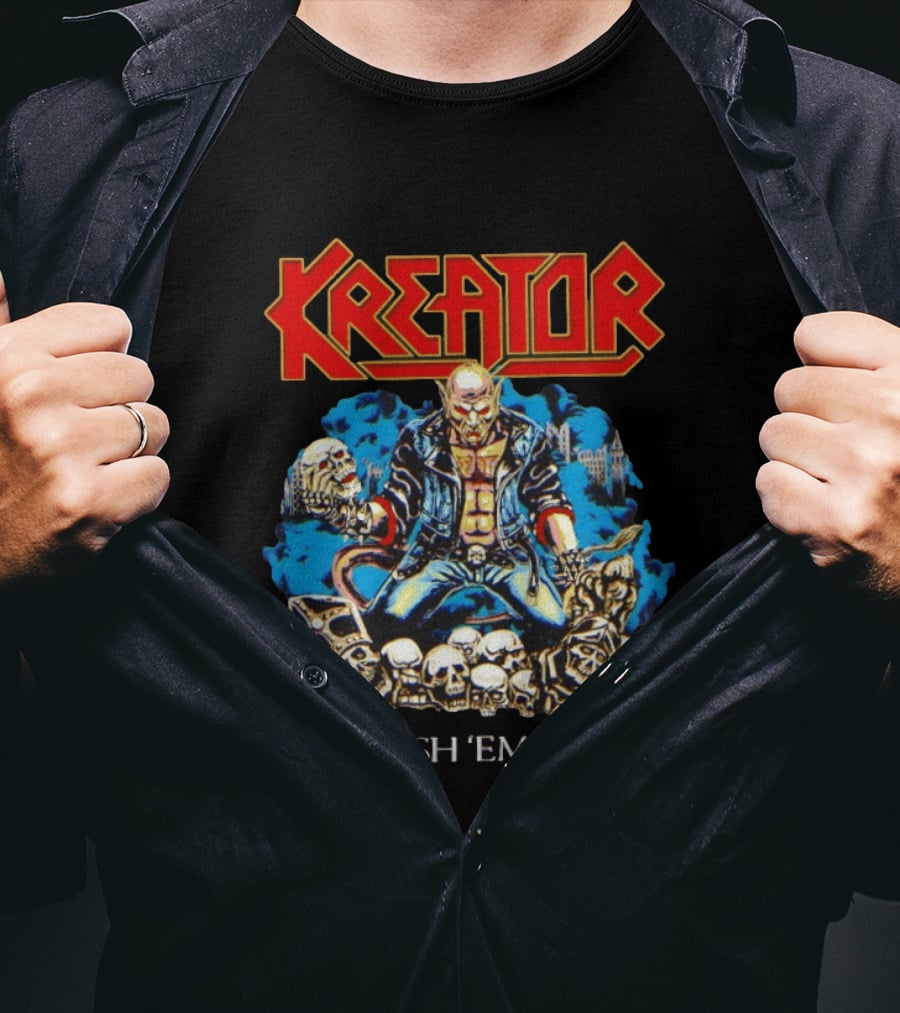 Kreator Krush 'Em All Thrash Metal Skulls And Warrior T-Shirt